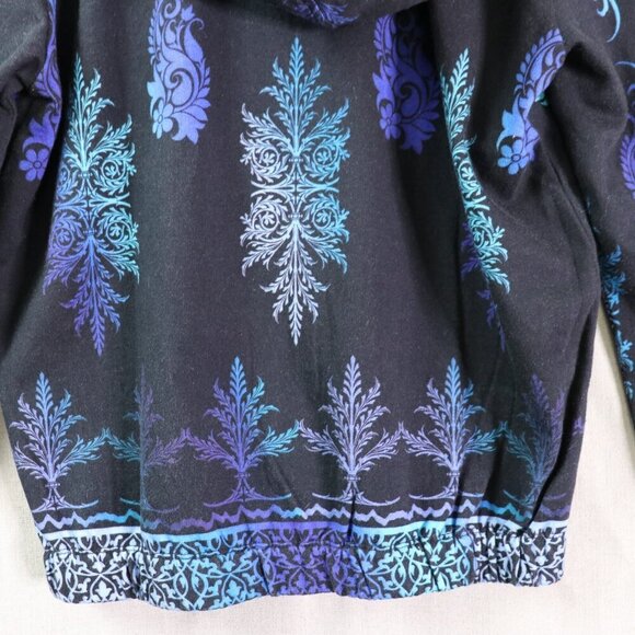 Pashma Arte Hoodie Women’s M Black Blue Cotton Fleece Hand Dyed Print NWT - Picture 5 of 16
